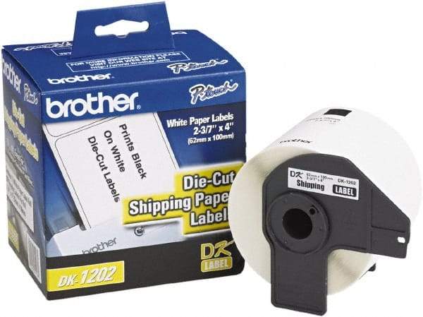 Brother - 3.91" Wide x 2-13/32" Long, White Paper Shipping Label - For Label Maker - Apex Tool & Supply