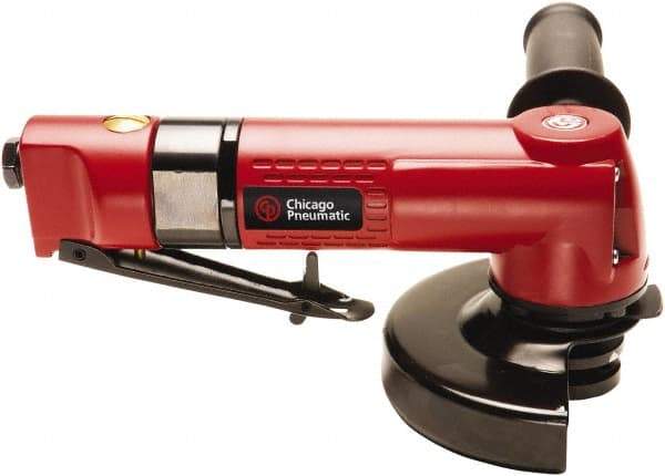Chicago Pneumatic - 4-1/2" Wheel Diam, 12,000 RPM, Pneumatic Angle & Disc Grinder - 5/8-11 Spindle, 29.7 CFM, Front Exhaust - Apex Tool & Supply