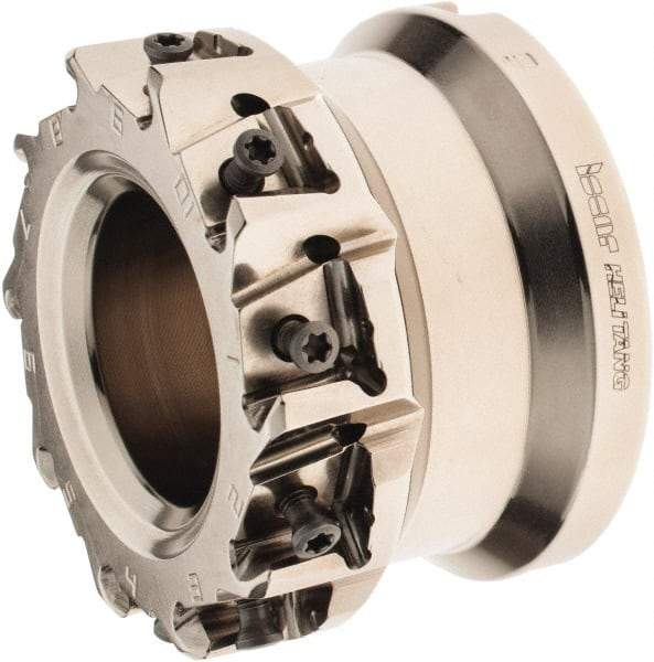 Iscar - 10 Inserts, 3" Cut Diam, 1" Arbor Diam, 0.492" Max Depth of Cut, Indexable Square-Shoulder Face Mill - 0/90° Lead Angle, 2" High, T490 LN.. 1306 Insert Compatibility, Through Coolant, Series Helitang - Apex Tool & Supply