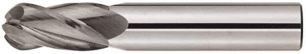 Niagara Cutter - 1/2" Diam, 3" LOC, 4 Flute Solid Carbide Ball End Mill - TiAlN Finish, Single End, 6" OAL, 1/2" Shank Diam, Spiral Flute - Apex Tool & Supply