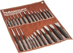Paramount - 26 Piece Punch & Chisel Set - 1/4 to 1-3/16" Chisel, 3/8 to 1/4" Punch, Hexagon Shank - Apex Tool & Supply