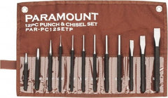 Paramount - 12 Piece Punch & Chisel Set - 3/8 to 5/8" Chisel, 1/16 to 3/8" Punch, Hexagon Shank - Apex Tool & Supply