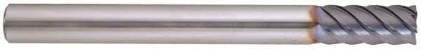 Niagara Cutter - 1/4", 5/8" LOC, 1/4" Shank Diam, 3" OAL, 6 Flute, Solid Carbide Square End Mill - Single End, AlTiN Finish, Spiral Flute, 45° Helix, Centercutting, Right Hand Cut, Right Hand Flute, Series MZ645 - Apex Tool & Supply