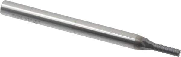 Niagara Cutter - 1/8", 3/8" LOC, 1/4" Shank Diam, 3" OAL, 6 Flute, Solid Carbide Square End Mill - Single End, AlTiN Finish, Spiral Flute, 45° Helix, Centercutting, Right Hand Cut, Right Hand Flute, Series MZ645 - Apex Tool & Supply