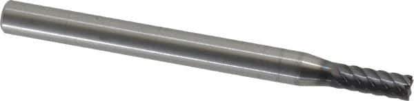 Niagara Cutter - 3/16", 1/2" LOC, 1/4" Shank Diam, 3" OAL, 6 Flute, Solid Carbide Square End Mill - Single End, AlTiN Finish, Spiral Flute, 45° Helix, Centercutting, Right Hand Cut, Right Hand Flute, Series MZ645 - Apex Tool & Supply