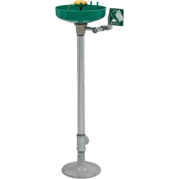 Haws - 15" Wide x 38" High, Pedestal Mount, Plastic Bowl, Eye & Face Wash Station - 11" Inlet, 3.7 GPM Flow Rate - Apex Tool & Supply