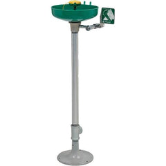 Haws - 15" Wide x 38" High, Pedestal Mount, Plastic Bowl, Eye & Face Wash Station - 11" Inlet, 3.7 GPM Flow Rate - Apex Tool & Supply