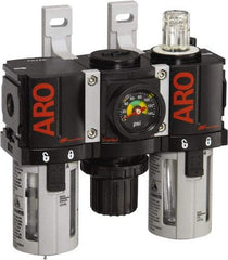 ARO/Ingersoll-Rand - 1/4" NPT Port Miniature 3 Piece Filter-Regulator-Lubricator FRL Unit - Polycarbonate Bowl, 46 SCFM, 150 Max psi, 5" High x 4.724" Long, Manual Drain - Apex Tool & Supply