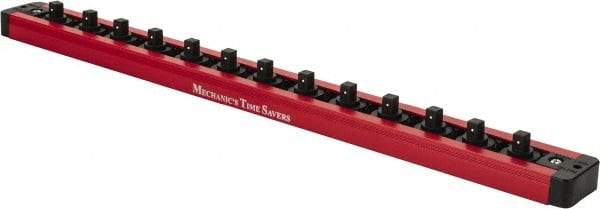 Value Collection - 13 Piece Capacity Magnetic Locking Socket Holder - 1/4" Drive, Red - Apex Tool & Supply