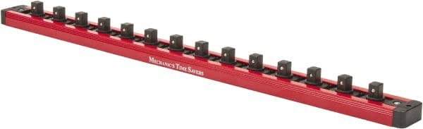 Value Collection - 12 Piece Capacity Magnetic Locking Socket Holder - 3/8" Drive, Red - Apex Tool & Supply