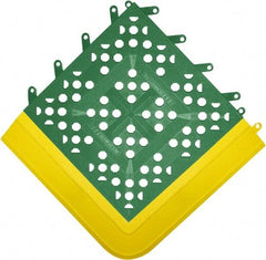 Wearwell - 27" Long x 42" Wide x 27" High x 5/8" Thick, PVC Plumbed Wash Station Emergency Eyewash/Drench Shower Mat - Green Matting, Includes 3" Wide Ramps - Apex Tool & Supply