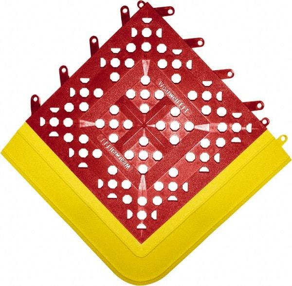 Wearwell - 27" Long x 42" Wide x 27" High x 5/8" Thick, PVC Plumbed Wash Station Emergency Eyewash/Drench Shower Mat - Red Matting, Includes 3" Wide Ramps - Apex Tool & Supply