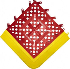 Wearwell - 27" Long x 30" Wide x 27" High x 5/8" Thick, PVC Plumbed Wash Station Emergency Eyewash/Drench Shower Mat - Red Matting, Includes 3" Wide Ramps - Apex Tool & Supply