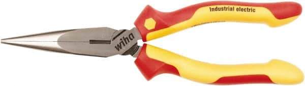 Wiha - 200mm OAL, 2-3/4" Jaw Length, Long Nose Side Cutting Pliers - Insulated Handles - Apex Tool & Supply