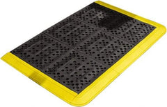 Wearwell - Dry/Wet Environment, Anti-Fatigue Matting - Black & Yellow, Vinyl with Vinyl Base, Beveled - Apex Tool & Supply