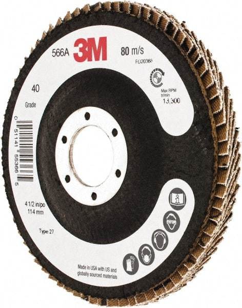 3M - Flap Disc - Cloth Backing, Arbor Attaching System - Apex Tool & Supply