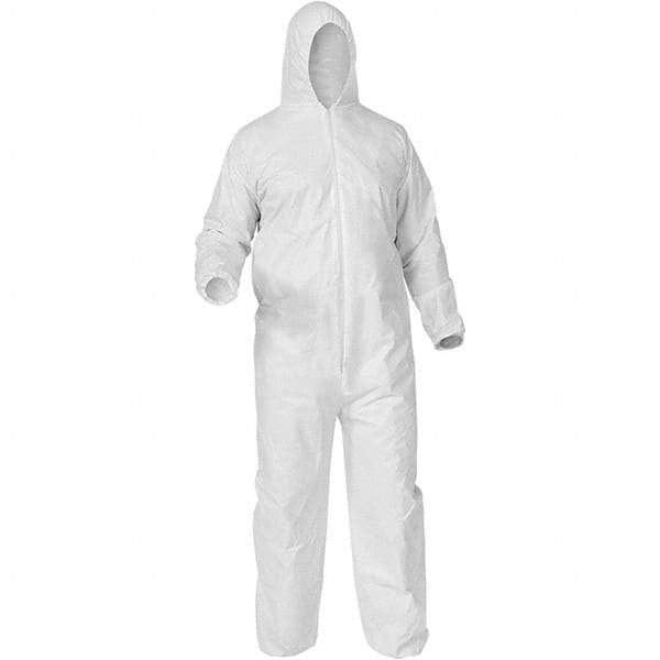 KleenGuard - Size S Polypropylene General Purpose Coveralls - White, Zipper Closure, Elastic Cuffs, Elastic Ankles, Serged Seams - Apex Tool & Supply