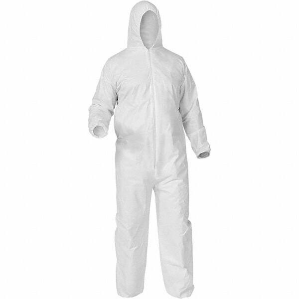 KleenGuard - Size XL Polypropylene General Purpose Coveralls - White, Zipper Closure, Elastic Cuffs, Elastic Ankles, Serged Seams - Apex Tool & Supply
