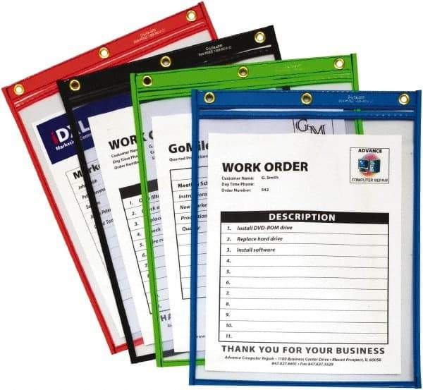 C-LINE - 20 Piece Black, Red, Blue & Green Shop Ticket Holder - 12" High x 9" Wide - Apex Tool & Supply