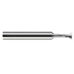 Dovetail Cutters - 0.5000″ (1/2″) Cutter Diameter × 0.0100″ Radius × 0.2500″ (1/4″) Neck Length × 30° included Carbide Dovetail Cutter, 3 Flutes - Exact Industrial Supply