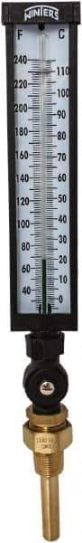 Winters - 30 to 240°F, Industrial Thermometer with Standard Thermowell - 3 Inch Immersion Length, 3-1/2 Inch Stem Length, 17 Inch Long, 3/4 Inch Thread - Apex Tool & Supply