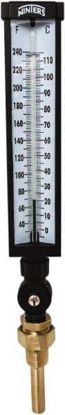Winters - 30 to 240°F, Industrial Thermometer with Standard Thermowell - 3 Inch Immersion Length, 3-1/2 Inch Stem Length, 17 Inch Long, 3/4 Inch Thread - Apex Tool & Supply
