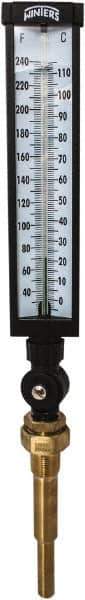 Winters - 30 to 240°F, Industrial Thermometer with Standard Thermowell - 5 Inch Immersion Length, 6 Inch Stem Length, 20 Inch Long, 3/4 Inch Thread - Apex Tool & Supply