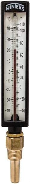 Winters - -40 to 110°F, Industrial Thermometer with Standard Thermowell - 2 Inch Immersion Length, 1.825 Inch Stem Length, 10 Inch Long, 1/2 Inch Thread - Apex Tool & Supply