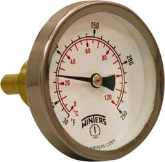Winters - 30 to 250°F, Industrial Thermometer with Standard Thermowell - 1 Inch Immersion Length, 2.012 Inch Stem Length, 2 Inch Long, 3/4 Inch Thread - Apex Tool & Supply