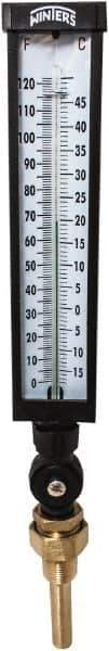 Winters - -15 to 120°F, Industrial Thermometer with Standard Thermowell - 3 Inch Immersion Length, 3-1/2 Inch Stem Length, 17 Inch Long, 3/4 Inch Thread - Apex Tool & Supply