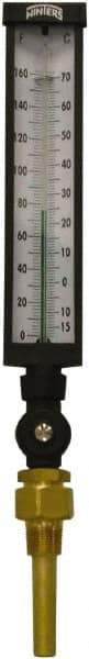 Winters - -15 to 160°F, Industrial Thermometer with Standard Thermowell - 3 Inch Immersion Length, 3-1/2 Inch Stem Length, 17 Inch Long, 3/4 Inch Thread - Apex Tool & Supply