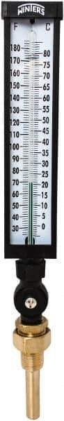 Winters - 30 to 180°F, Industrial Thermometer with Standard Thermowell - 3 Inch Immersion Length, 3-1/2 Inch Stem Length, 17 Inch Long, 3/4 Inch Thread - Apex Tool & Supply