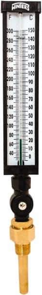 Winters - 30 to 300°F, Industrial Thermometer with Standard Thermowell - 3 Inch Immersion Length, 3-1/2 Inch Stem Length, 17 Inch Long, 3/4 Inch Thread - Apex Tool & Supply