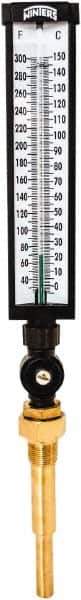 Winters - 30 to 300°F, Industrial Thermometer with Standard Thermowell - 5 Inch Immersion Length, 6 Inch Stem Length, 20 Inch Long, 3/4 Inch Thread - Apex Tool & Supply