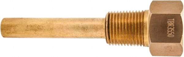 Winters - 4-1/2 Inch Overall Length, 1/2 Inch Thread, Brass Thermowell - 2-1/2 Inch Insertion Length - Apex Tool & Supply