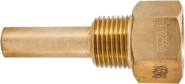 Winters - 3-1/2 Inch Overall Length, 1/2 Inch Thread, Brass Thermowell - 1-3/8 Inch Insertion Length - Apex Tool & Supply