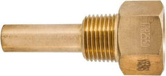 Winters - 3-1/2 Inch Overall Length, 1/2 Inch Thread, Brass Thermowell - 1-3/8 Inch Insertion Length - Apex Tool & Supply