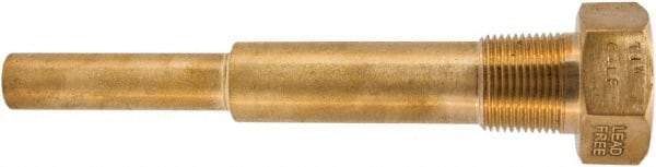 Winters - 6-3/4 Inch Overall Length, 3/4 Inch Thread, Brass Thermowell - 5 Inch Insertion Length - Apex Tool & Supply