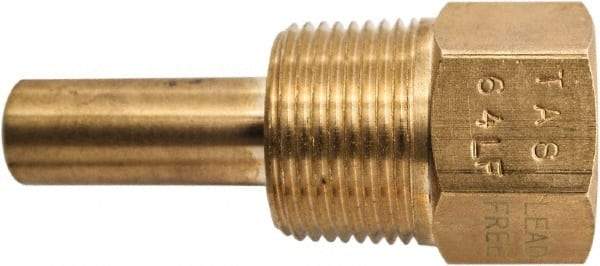 Winters - 2-1/2 Inch Overall Length, 3/4 Inch Thread, Brass Thermowell - 1.3 Inch Insertion Length - Apex Tool & Supply