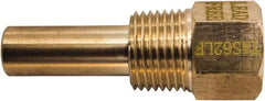 Winters - 2-1/2 Inch Overall Length, 1/2 Inch Thread, Brass Thermowell - 1.3 Inch Insertion Length - Apex Tool & Supply