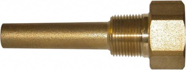 Winters - 4-1/4 Inch Overall Length, 3/4 Inch Thread, Brass Thermowell - 2-1/2 Inch Insertion Length - Apex Tool & Supply
