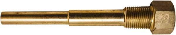 Winters - 7-1/2 Inch Overall Length, 1/2 Inch Thread, Brass Thermowell - 4-1/2 Inch Insertion Length - Apex Tool & Supply