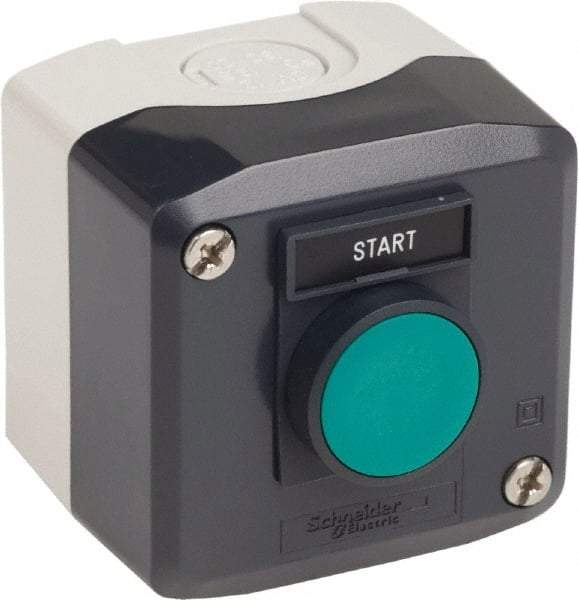Schneider Electric - 1 Operator, Flush Pushbutton Control Station - Start (Legend), Momentary Switch, NO Contact, NEMA 1, 13, 4, 4X - Apex Tool & Supply
