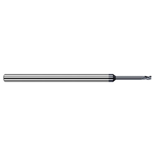 Variable Helix End Mills for Free Machining Steels - 0.0250″ Cutter Diameter × 0.0380″ Length of Cut × 0.1250″ (1/8″) Reach Carbide Square End Mill for Free Machining Steels, 3 Flutes, AlTiN Coated - Exact Industrial Supply