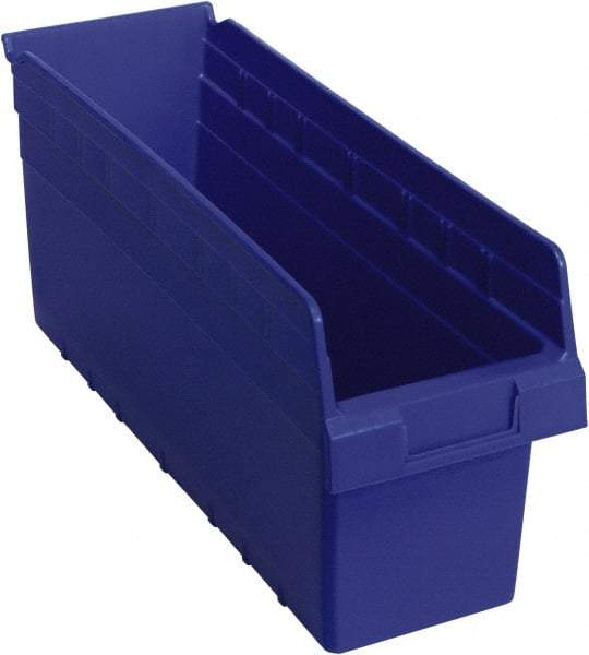 Quantum Storage - 17-7/8" Deep, Blue Polypropylene Hopper Shelf Bin - 8" High x 6-5/8" Wide x 17-7/8" Long - Apex Tool & Supply