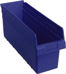 Quantum Storage - 17-7/8" Deep, Blue Polypropylene Hopper Shelf Bin - 8" High x 6-5/8" Wide x 17-7/8" Long - Apex Tool & Supply