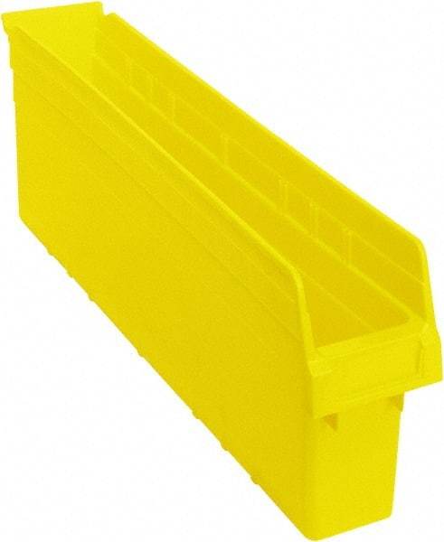 Quantum Storage - 23-5/8" Deep, Yellow Polypropylene Hopper Shelf Bin - 8" High x 4-3/8" Wide x 23-5/8" Long - Apex Tool & Supply