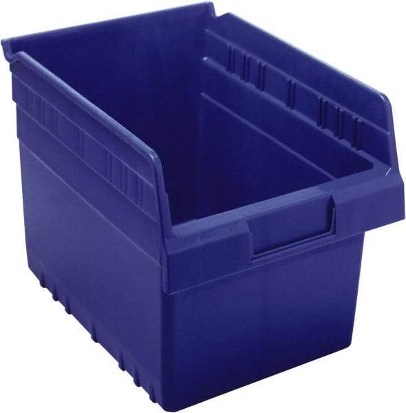 Quantum Storage - 11-5/8" Deep, Blue Polypropylene Hopper Shelf Bin - 8" High x 8-3/8" Wide x 11-5/8" Long - Apex Tool & Supply