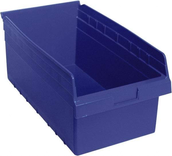Quantum Storage - 17-7/8" Deep, Blue Polypropylene Hopper Shelf Bin - 8" High x 11-1/8" Wide x 17-7/8" Long - Apex Tool & Supply