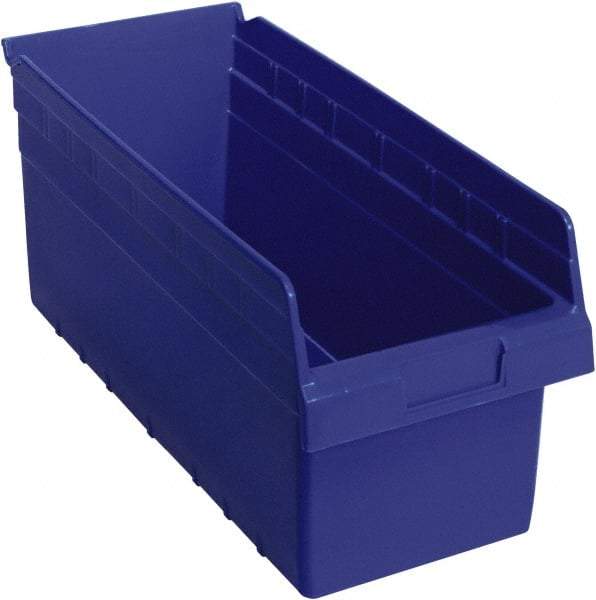 Quantum Storage - 17-7/8" Deep, Blue Polypropylene Hopper Shelf Bin - 8" High x 8-3/8" Wide x 17-7/8" Long - Apex Tool & Supply